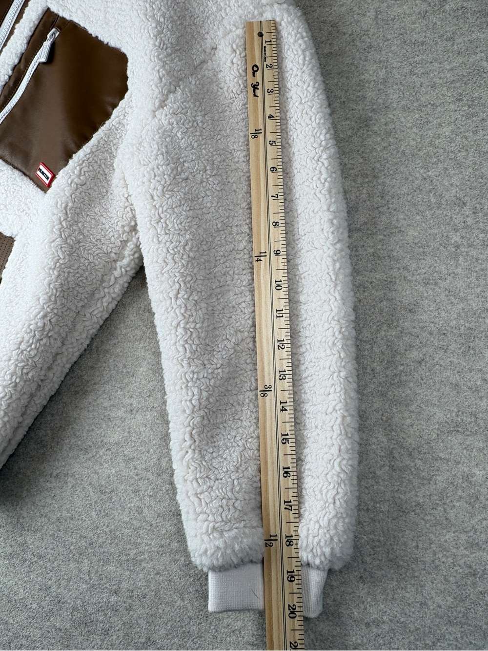 NWT Hunter Emma High Pile Fleece Jacket Cream Brown Cozy Sherpa Coat Medium - Picture 12 of 16